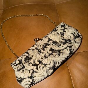 Vintage Black and Cream Clutch Bag